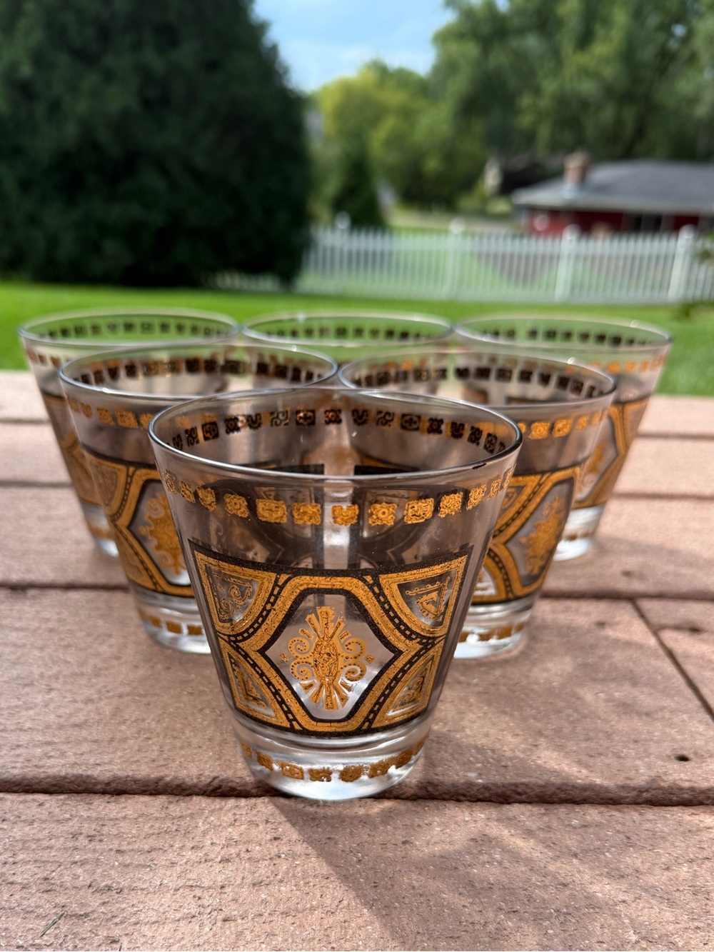 Mid-Century Modern MCM Style Glass Lowball Tumblers (set of 6)